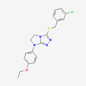 molecular formula C19H19ClN4OS B3411912 3-{[(3-chlorophenyl)methyl]sulfanyl}-7-(4-ethoxyphenyl)-5H,6H,7H-imidazo[2,1-c][1,2,4]triazole CAS No. 921814-84-8