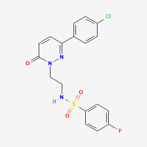 molecular formula C18H15ClFN3O3S B3411921 N-(2-(3-(4-chlorophenyl)-6-oxopyridazin-1(6H)-yl)ethyl)-4-fluorobenzenesulfonamide CAS No. 921832-68-0