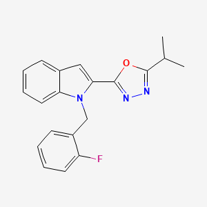 molecular formula C20H18FN3O B3411933 1-(2-fluorobenzyl)-2-(5-isopropyl-1,3,4-oxadiazol-2-yl)-1H-indole CAS No. 921842-95-7