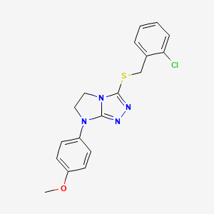 molecular formula C18H17ClN4OS B3411946 3-((2-chlorobenzyl)thio)-7-(4-methoxyphenyl)-6,7-dihydro-5H-imidazo[2,1-c][1,2,4]triazole CAS No. 921860-13-1