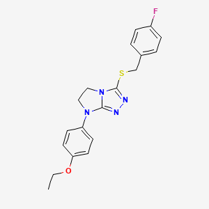 molecular formula C19H19FN4OS B3411949 7-(4-ethoxyphenyl)-3-{[(4-fluorophenyl)methyl]sulfanyl}-5H,6H,7H-imidazo[2,1-c][1,2,4]triazole CAS No. 921860-25-5