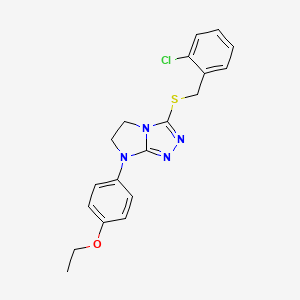 molecular formula C19H19ClN4OS B3411954 3-{[(2-chlorophenyl)methyl]sulfanyl}-7-(4-ethoxyphenyl)-5H,6H,7H-imidazo[2,1-c][1,2,4]triazole CAS No. 921861-93-0