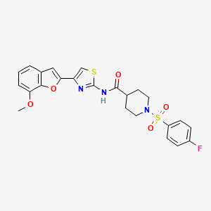 1-((4-fluorophenyl)sulfonyl)-N-(4-(7-methoxybenzofuran-2-yl)thiazol-2-yl)piperidine-4-carboxamide