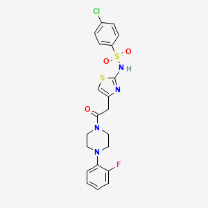 molecular formula C21H20ClFN4O3S2 B3412003 4-chloro-N-(4-(2-(4-(2-fluorophenyl)piperazin-1-yl)-2-oxoethyl)thiazol-2-yl)benzenesulfonamide CAS No. 922045-92-9