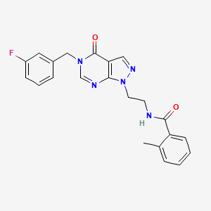 molecular formula C22H20FN5O2 B3412004 N-(2-(5-(3-fluorobenzyl)-4-oxo-4,5-dihydro-1H-pyrazolo[3,4-d]pyrimidin-1-yl)ethyl)-2-methylbenzamide CAS No. 922047-44-7