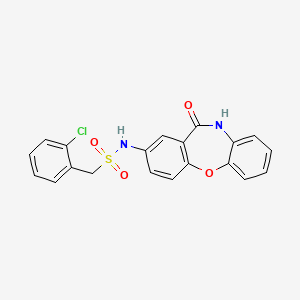 molecular formula C20H15ClN2O4S B3412009 1-(2-chlorophenyl)-N-{10-oxo-2-oxa-9-azatricyclo[9.4.0.0^{3,8}]pentadeca-1(11),3(8),4,6,12,14-hexaen-13-yl}methanesulfonamide CAS No. 922063-27-2