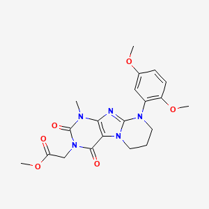molecular formula C20H23N5O6 B3412027 methyl 2-[9-(2,5-dimethoxyphenyl)-1-methyl-2,4-dioxo-7,8-dihydro-6H-purino[7,8-a]pyrimidin-3-yl]acetate CAS No. 922460-38-6