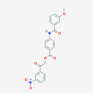 molecular formula C23H18N2O7 B341203 2-(3-Nitrophenyl)-2-oxoethyl 4-[(3-methoxybenzoyl)amino]benzoate 