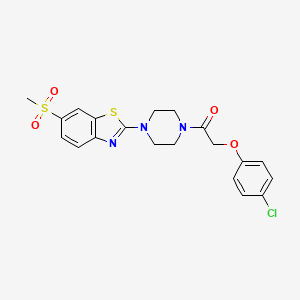 molecular formula C20H20ClN3O4S2 B3412032 2-(4-Chlorophenoxy)-1-(4-(6-(methylsulfonyl)benzo[d]thiazol-2-yl)piperazin-1-yl)ethanone CAS No. 922484-88-6