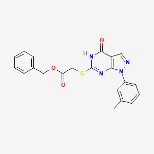 molecular formula C21H18N4O3S B3412033 benzyl 2-((4-hydroxy-1-(m-tolyl)-1H-pyrazolo[3,4-d]pyrimidin-6-yl)thio)acetate CAS No. 922568-61-4