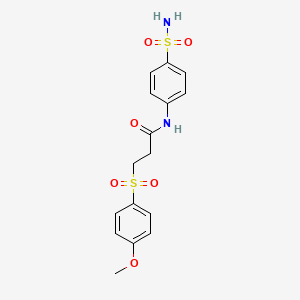 molecular formula C16H18N2O6S2 B3412039 3-(4-methoxybenzenesulfonyl)-N-(4-sulfamoylphenyl)propanamide CAS No. 922910-84-7