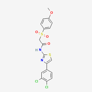 molecular formula C18H14Cl2N2O4S2 B3412046 N-(4-(3,4-dichlorophenyl)thiazol-2-yl)-2-((4-methoxyphenyl)sulfonyl)acetamide CAS No. 923080-26-6