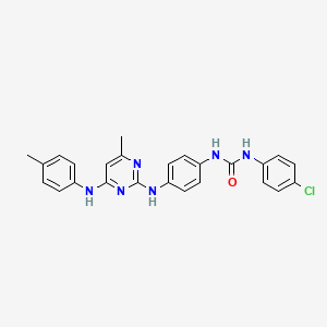 molecular formula C25H23ClN6O B3412053 1-(4-Chlorophenyl)-3-(4-((4-methyl-6-(p-tolylamino)pyrimidin-2-yl)amino)phenyl)urea CAS No. 923123-56-2