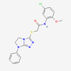 molecular formula C19H18ClN5O2S B3412065 N-(5-chloro-2-methoxyphenyl)-2-((7-phenyl-6,7-dihydro-5H-imidazo[2,1-c][1,2,4]triazol-3-yl)thio)acetamide CAS No. 923157-96-4