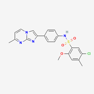 molecular formula C21H19ClN4O3S B3412071 5-chloro-2-methoxy-4-methyl-N-(4-(7-methylimidazo[1,2-a]pyrimidin-2-yl)phenyl)benzenesulfonamide CAS No. 923172-30-9