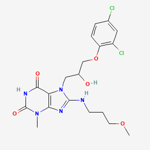 molecular formula C19H23Cl2N5O5 B3412075 7-(3-(2,4-dichlorophenoxy)-2-hydroxypropyl)-8-((3-methoxypropyl)amino)-3-methyl-1H-purine-2,6(3H,7H)-dione CAS No. 923179-13-9