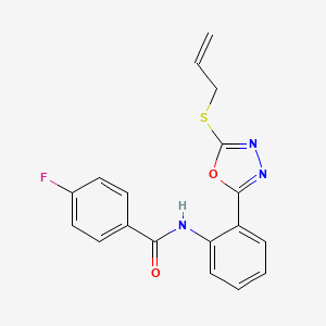 molecular formula C18H14FN3O2S B3412078 4-fluoro-N-{2-[5-(prop-2-en-1-ylsulfanyl)-1,3,4-oxadiazol-2-yl]phenyl}benzamide CAS No. 923179-39-9