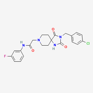 molecular formula C22H22ClFN4O3 B3412084 2-(3-(4-chlorobenzyl)-2,4-dioxo-1,3,8-triazaspiro[4.5]decan-8-yl)-N-(3-fluorophenyl)acetamide CAS No. 923201-10-9
