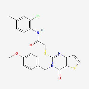 molecular formula C23H20ClN3O3S2 B3412093 N-(2-chloro-4-methylphenyl)-2-({3-[(4-methoxyphenyl)methyl]-4-oxo-3H,4H-thieno[3,2-d]pyrimidin-2-yl}sulfanyl)acetamide CAS No. 923244-53-5