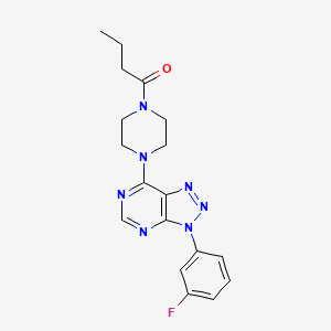 molecular formula C18H20FN7O B3412120 1-(4-(3-(3-fluorophenyl)-3H-[1,2,3]triazolo[4,5-d]pyrimidin-7-yl)piperazin-1-yl)butan-1-one CAS No. 923513-24-0