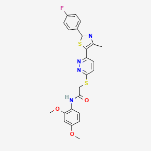 molecular formula C24H21FN4O3S2 B3412145 N-(2,4-dimethoxyphenyl)-2-((6-(2-(4-fluorophenyl)-4-methylthiazol-5-yl)pyridazin-3-yl)thio)acetamide CAS No. 923681-29-2