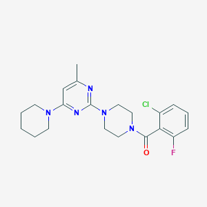 molecular formula C21H25ClFN5O B3412148 2-[4-(2-Chloro-6-fluorobenzoyl)piperazin-1-yl]-4-methyl-6-piperidin-1-ylpyrimidine CAS No. 923684-66-6
