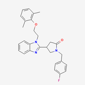 molecular formula C28H28FN3O2 B3412151 4-{1-[2-(2,6-dimethylphenoxy)ethyl]-1H-benzimidazol-2-yl}-1-(4-fluorobenzyl)pyrrolidin-2-one CAS No. 924859-82-5