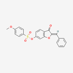 molecular formula C22H16O6S B3412170 (2Z)-2-benzylidene-3-oxo-2,3-dihydro-1-benzofuran-6-yl 4-methoxybenzenesulfonate CAS No. 929371-56-2