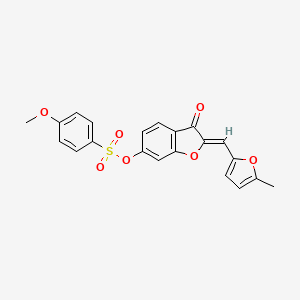 molecular formula C21H16O7S B3412176 (Z)-2-((5-methylfuran-2-yl)methylene)-3-oxo-2,3-dihydrobenzofuran-6-yl 4-methoxybenzenesulfonate CAS No. 929372-70-3