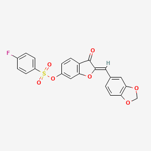 molecular formula C22H13FO7S B3412203 (Z)-2-(benzo[d][1,3]dioxol-5-ylmethylene)-3-oxo-2,3-dihydrobenzofuran-6-yl 4-fluorobenzenesulfonate CAS No. 929413-24-1