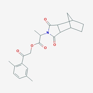 molecular formula C22H25NO5 B341223 2-(2,5-Dimethylphenyl)-2-oxoethyl 2-(3,5-dioxo-4-azatricyclo[5.2.1.0~2,6~]dec-4-yl)propanoate 