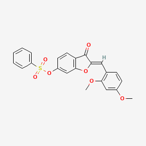 molecular formula C23H18O7S B3412233 (Z)-2-(2,4-dimethoxybenzylidene)-3-oxo-2,3-dihydrobenzofuran-6-yl benzenesulfonate CAS No. 929505-47-5