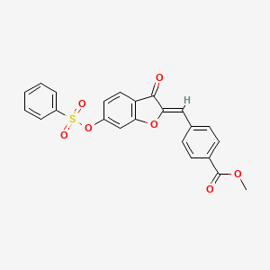 molecular formula C23H16O7S B3412235 (Z)-methyl 4-((3-oxo-6-((phenylsulfonyl)oxy)benzofuran-2(3H)-ylidene)methyl)benzoate CAS No. 929505-73-7