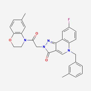 molecular formula C29H25FN4O3 B3412251 8-fluoro-2-(2-(6-methyl-2H-benzo[b][1,4]oxazin-4(3H)-yl)-2-oxoethyl)-5-(3-methylbenzyl)-2H-pyrazolo[4,3-c]quinolin-3(5H)-one CAS No. 931329-22-5