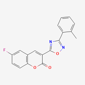 molecular formula C18H11FN2O3 B3412266 6-fluoro-3-[3-(2-methylphenyl)-1,2,4-oxadiazol-5-yl]-2H-chromen-2-one CAS No. 931697-60-8
