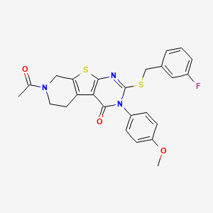 11-Acetyl-5-{[(3-fluorophenyl)methyl]sulfanyl}-4-(4-methoxyphenyl)-8-thia-4,6,11-triazatricyclo[7.4.0.0^{2,7}]trideca-1(9),2(7),5-trien-3-one