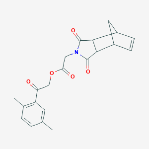 molecular formula C21H21NO5 B341229 2-(2,5-dimethylphenyl)-2-oxoethyl (1,3-dioxo-1,3,3a,4,7,7a-hexahydro-2H-4,7-methanoisoindol-2-yl)acetate 