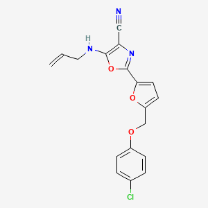 molecular formula C18H14ClN3O3 B3412293 5-(Allylamino)-2-(5-((4-chlorophenoxy)methyl)furan-2-yl)oxazole-4-carbonitrile CAS No. 931749-05-2