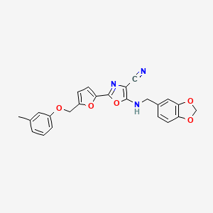 molecular formula C24H19N3O5 B3412303 5-((Benzo[d][1,3]dioxol-5-ylmethyl)amino)-2-(5-((m-tolyloxy)methyl)furan-2-yl)oxazole-4-carbonitrile CAS No. 931968-48-8