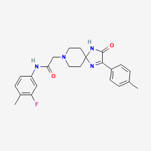 molecular formula C23H25FN4O2 B3412305 N-(3-fluoro-4-methylphenyl)-2-(3-oxo-2-(p-tolyl)-1,4,8-triazaspiro[4.5]dec-1-en-8-yl)acetamide CAS No. 932291-83-3