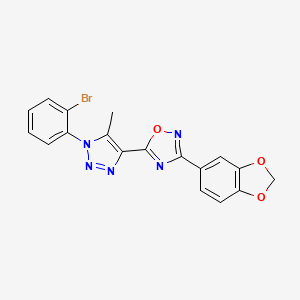 molecular formula C18H12BrN5O3 B3412309 3-(1,3-benzodioxol-5-yl)-5-[1-(2-bromophenyl)-5-methyl-1H-1,2,3-triazol-4-yl]-1,2,4-oxadiazole CAS No. 932474-89-0