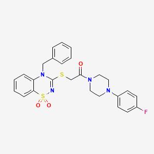 molecular formula C26H25FN4O3S2 B3412379 4-benzyl-3-({2-[4-(4-fluorophenyl)piperazin-1-yl]-2-oxoethyl}sulfanyl)-4H-1lambda6,2,4-benzothiadiazine-1,1-dione CAS No. 932968-92-8