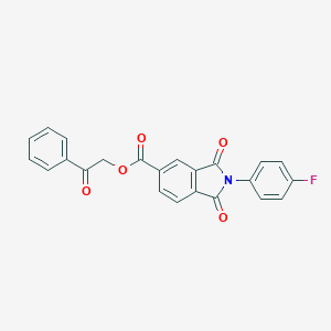molecular formula C23H14FNO5 B341243 2-Oxo-2-phenylethyl 2-(4-fluorophenyl)-1,3-dioxo-5-isoindolinecarboxylate 