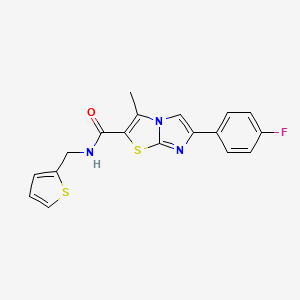 molecular formula C18H14FN3OS2 B3412465 6-(4-fluorophenyl)-3-methyl-N-(thiophen-2-ylmethyl)imidazo[2,1-b]thiazole-2-carboxamide CAS No. 932995-79-4