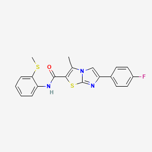 molecular formula C20H16FN3OS2 B3412472 6-(4-fluorophenyl)-3-methyl-N-(2-(methylthio)phenyl)imidazo[2,1-b]thiazole-2-carboxamide CAS No. 932996-15-1