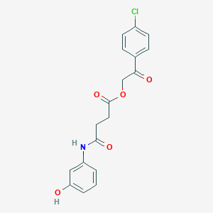 molecular formula C18H16ClNO5 B341248 2-(4-Chlorophenyl)-2-oxoethyl 4-[(3-hydroxyphenyl)amino]-4-oxobutanoate 