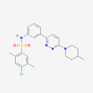 molecular formula C24H27ClN4O2S B3412483 4-chloro-2,5-dimethyl-N-(3-(6-(4-methylpiperidin-1-yl)pyridazin-3-yl)phenyl)benzenesulfonamide CAS No. 933004-15-0