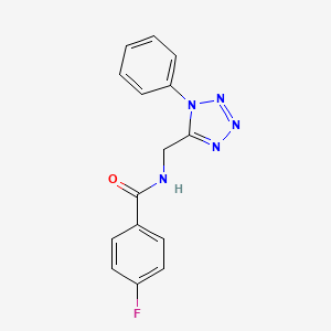 molecular formula C15H12FN5O B3412493 4-fluoro-N-((1-phenyl-1H-tetrazol-5-yl)methyl)benzamide CAS No. 933010-62-9