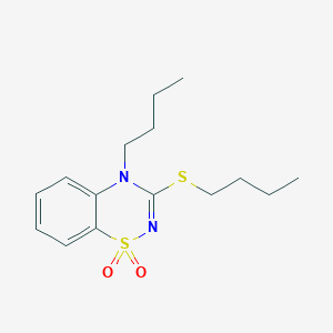 molecular formula C15H22N2O2S2 B3412508 4-butyl-3-(butylthio)-4H-benzo[e][1,2,4]thiadiazine 1,1-dioxide CAS No. 933022-61-8
