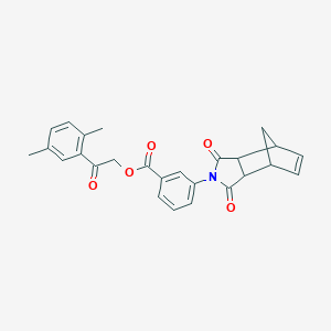 molecular formula C26H23NO5 B341251 2-(2,5-dimethylphenyl)-2-oxoethyl 3-(1,3-dioxo-1,3,3a,4,7,7a-hexahydro-2H-4,7-methanoisoindol-2-yl)benzoate 
